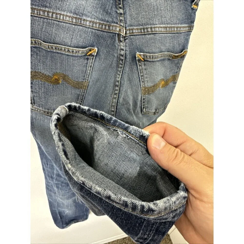 Nudie Jeans Thin Finn Mens 30X31 ‎ Denim Jeans Skinny Midnight Worn